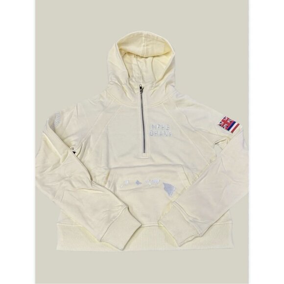 Maui Powerhouse Gym Tops - Powerhouse Gym Maui Crop Hoodie Thumb Holes Medium Embroidery Gorpcore Yellow